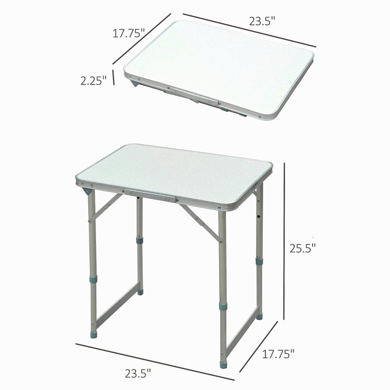 Table de camping portable, H 25,2 po x l 24 po x P 18 po, Argent