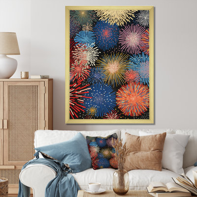 Spectacle de feux d'artifice colorés - reproduction sur toile