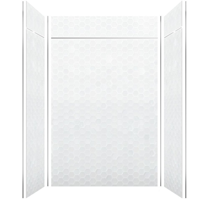 Transolid Prodigy 60-in x 36-in x 96-in Shower Wall Kit with Extension, White 3D Hexagon