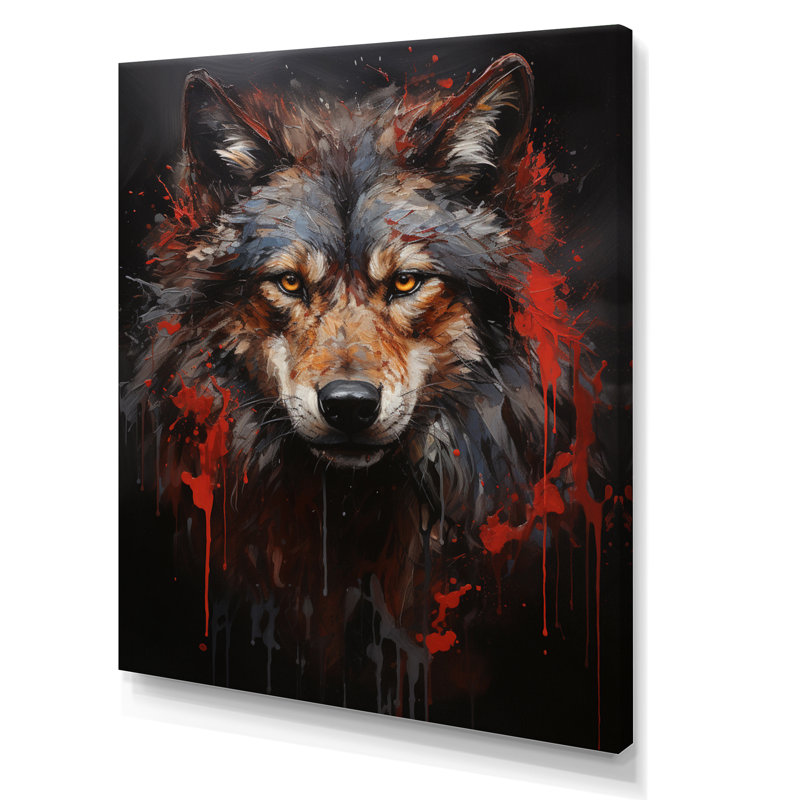 Crimson Wolf Bold I - reproduction sur toile, H 40 po x l 30 po, Toile tendue