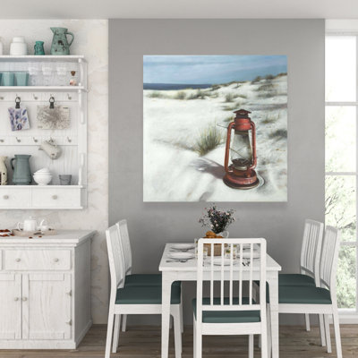 Lantern on the Beach - Marine Red Canvas for Home Decor