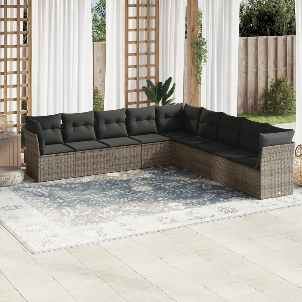 Vidaxl 9-Tlg. Garten-Sofagarnitur Mit Kissen Poly Rattan