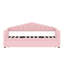 Lit de jour simple rembourré rose avec lit gigogne escamotable de hauteur réglable, fonction de charge et rangement latéral pour télécommandes en velours doux, lit gigogne et type C