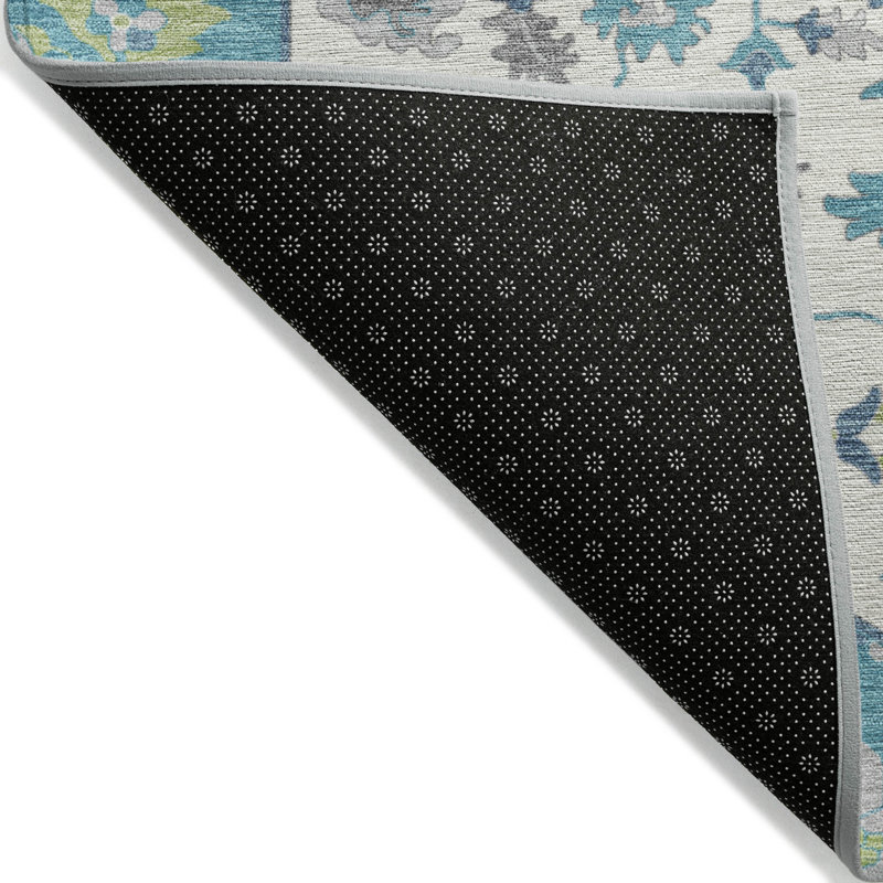 Lidia Teal Washable Indoor-Outdoor Rug - , 3' x 5'