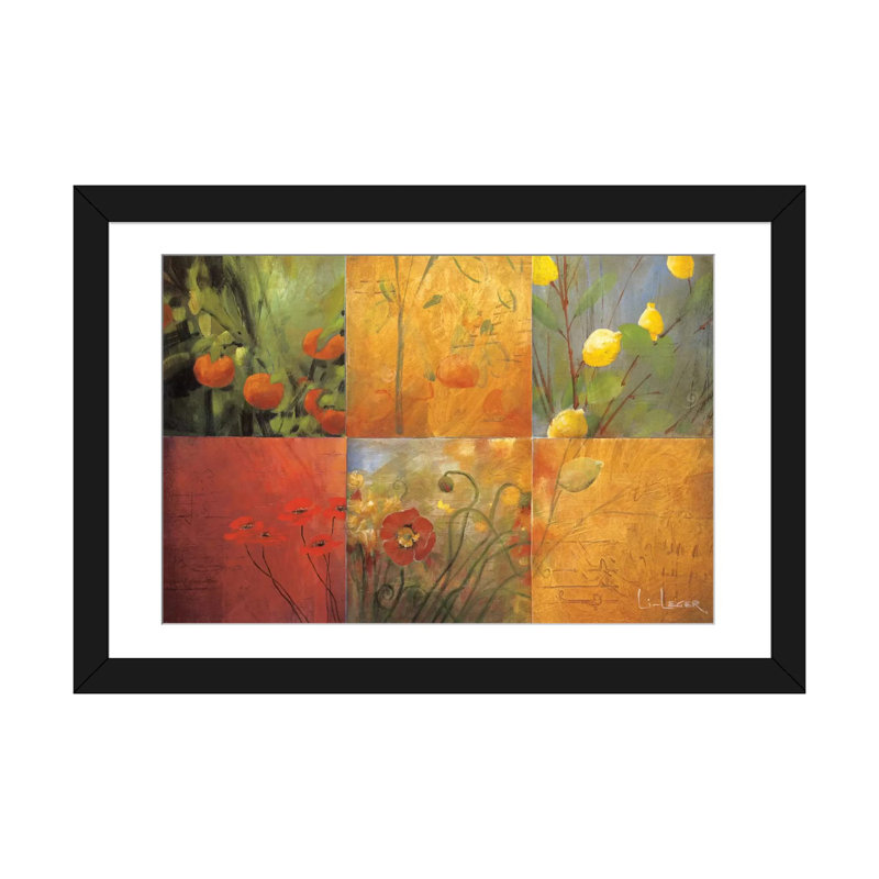 « citrus jardin », reproduction d’art sur toile tendue, H 16 po x l 24 po x P 1 po, Papier d'art encadré noir, Blanc