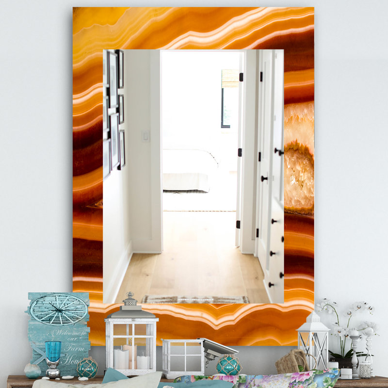 Miroir décoratif traditionnel en marbre geode, H 39,4 po x l 29,5 po