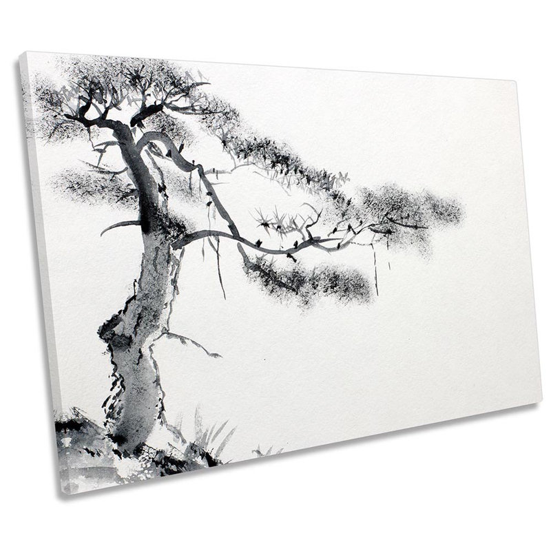 Lone Floral Tree Modern - Wrapped Canvas Print, 40.6cm H x 61cm W x 2cm D