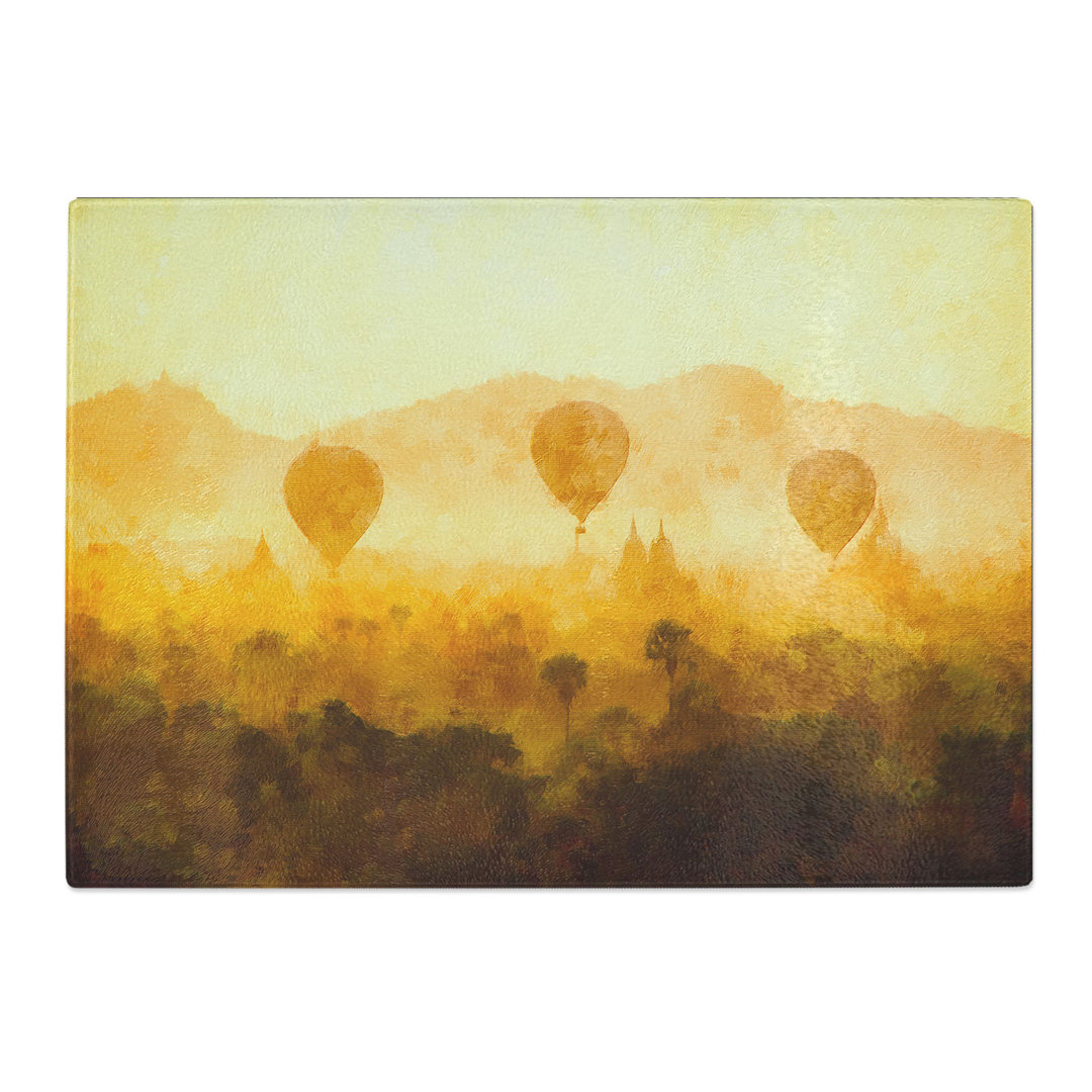 Tempered Glass Hot Air Balloons over Myanmar Chopping Board