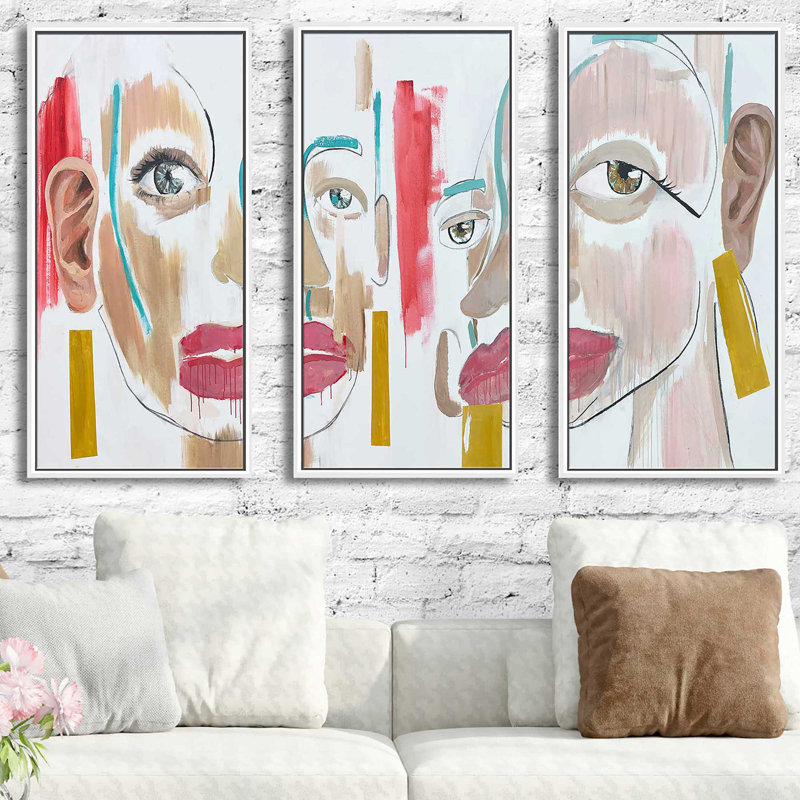 " Mirror Of Purpose " by Cassie Studios 3 - Pieces, White Framed, 41.5" H x 64.5" W x 2" D