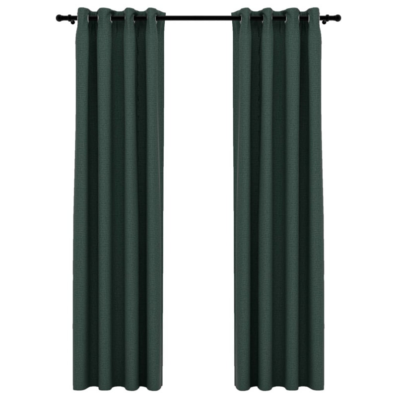Chaarvi Blackout Curtain Pair, 140cm Width x 245cm Drop, Green