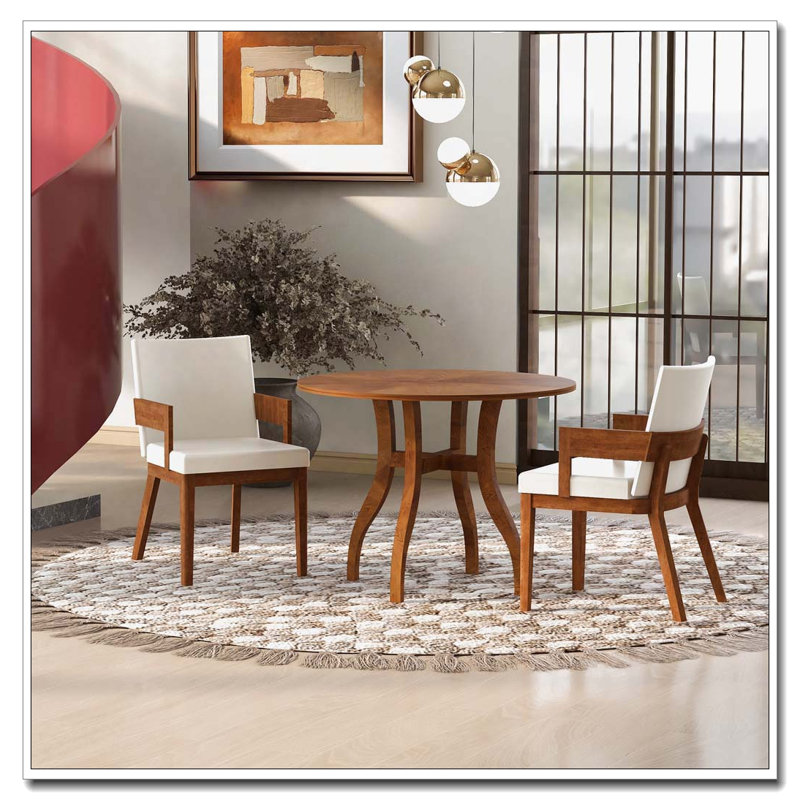 PU Leather Upholstered Dining Chairs, Walnut