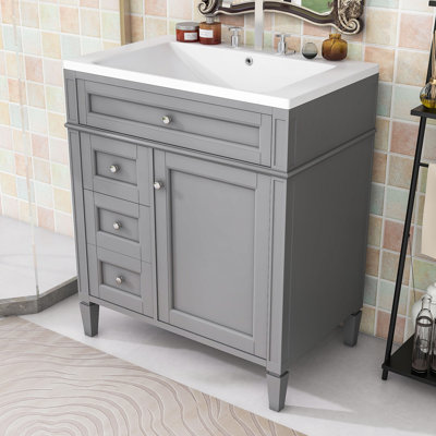 Clista Bathroom Vanity with Top Sink and 2 Drawers and a Tip-out Drawer
