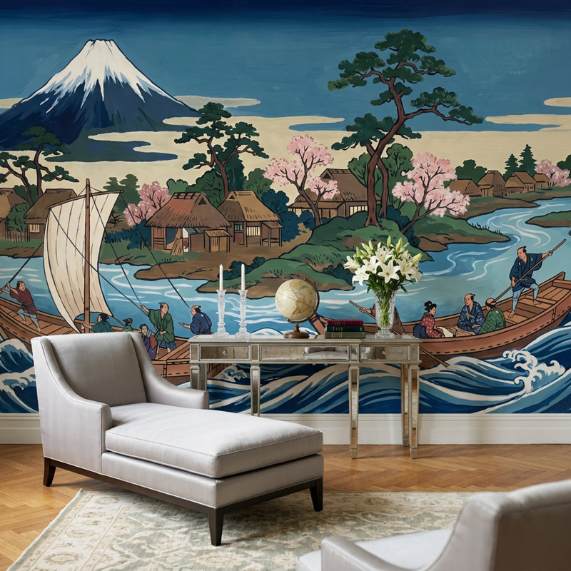 Décoration murale amovible fleur de cerisier rose Sakura, 120 po x 96 po, Peel and Stick