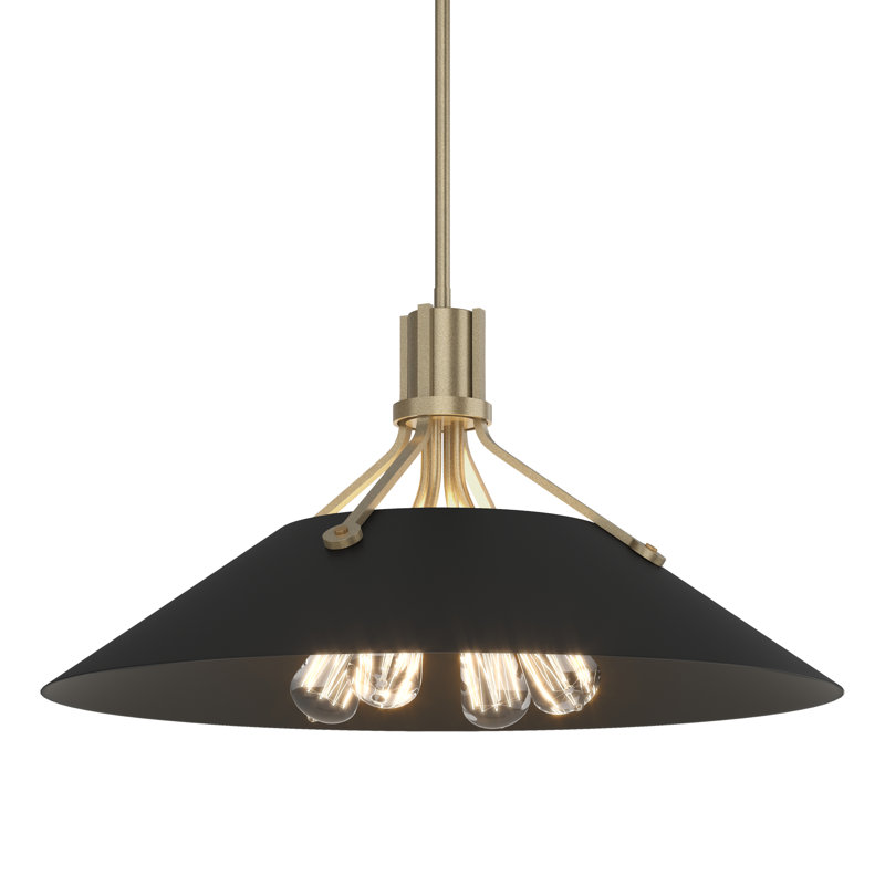Henry 4 - Light Single Cone Pendant, Soft Gold, Black