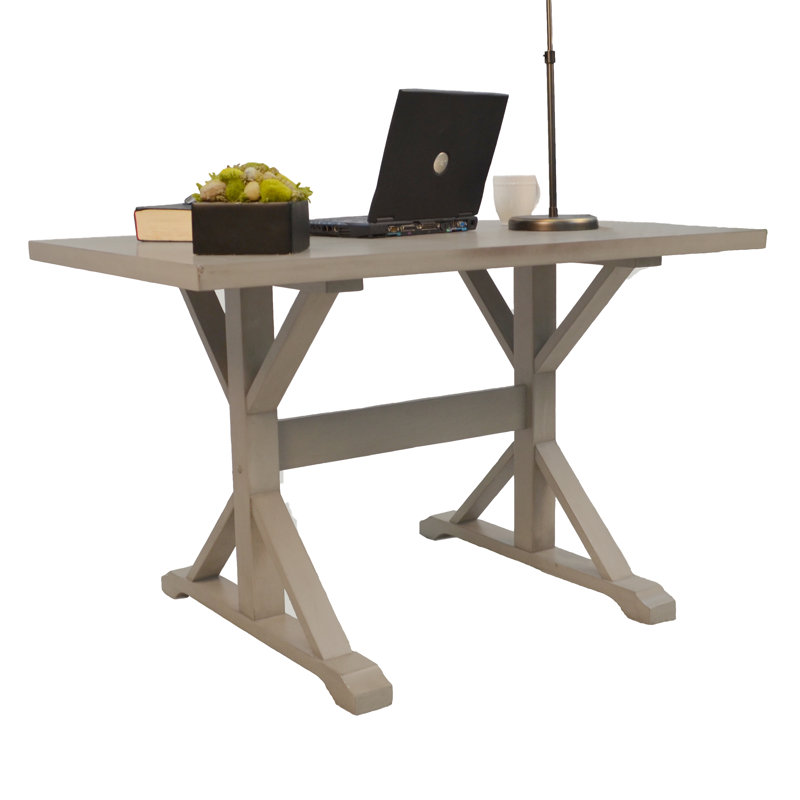 Bureau moderne gris de 48 pouces avec finition patinée et espace de travail robuste, Gris patiné