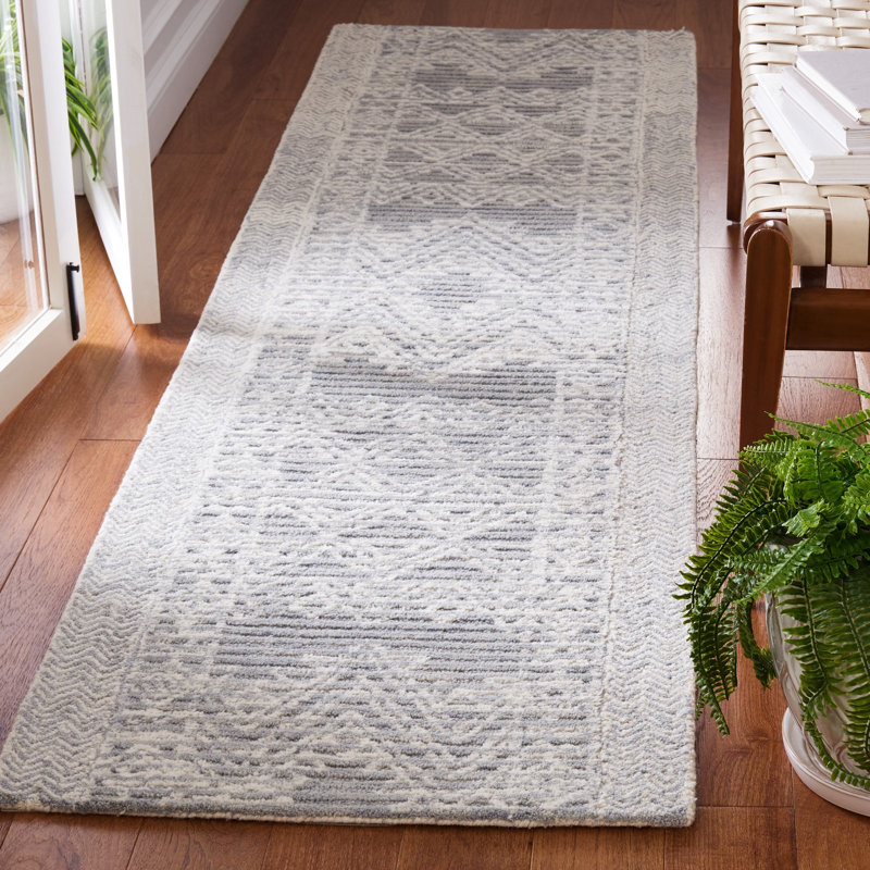 Abstract Hand Tufted Wool Southwestern Rug, Runner 2'3" x 9'