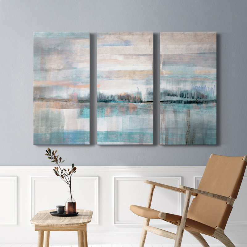 «Pastel Valley», peinture sur toile tendue 3 pièces, H 60 po x l 120 po x P 1 po