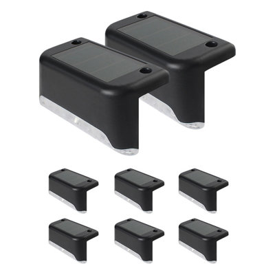 Black Solar Powered Integrated Led Deck Light Kit Fence Patio Yard Pathway (set Of 8)
