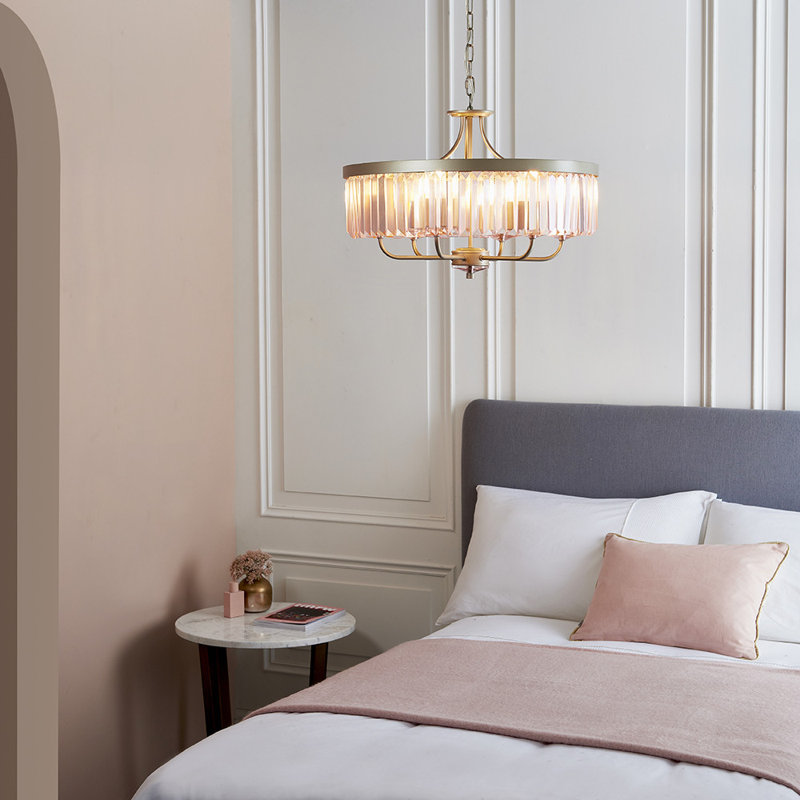 Bothell 6 - Light Crystal Chandelier, Rose Pink