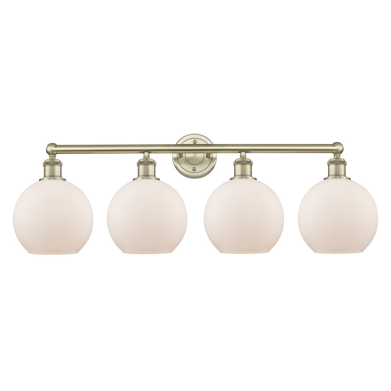 Éclairage pour salle de bain 4 lumières Ellington, Blanc mat, Laiton antique