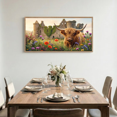 Highland Cow, reproduction d'art sur toile encadrée de 1 x 58 x 28 pouces