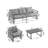 4-Pieces Outdoor Metal Patio Furniture Set, 5-Seat Patio Furniture Sofa Set With Cushion, Modern Outdoor Furniture Deep Seating For Porch, Garden, Backyard, Balcony, Grey & Natural, Outdoor Patio Sofa Outdoor Set