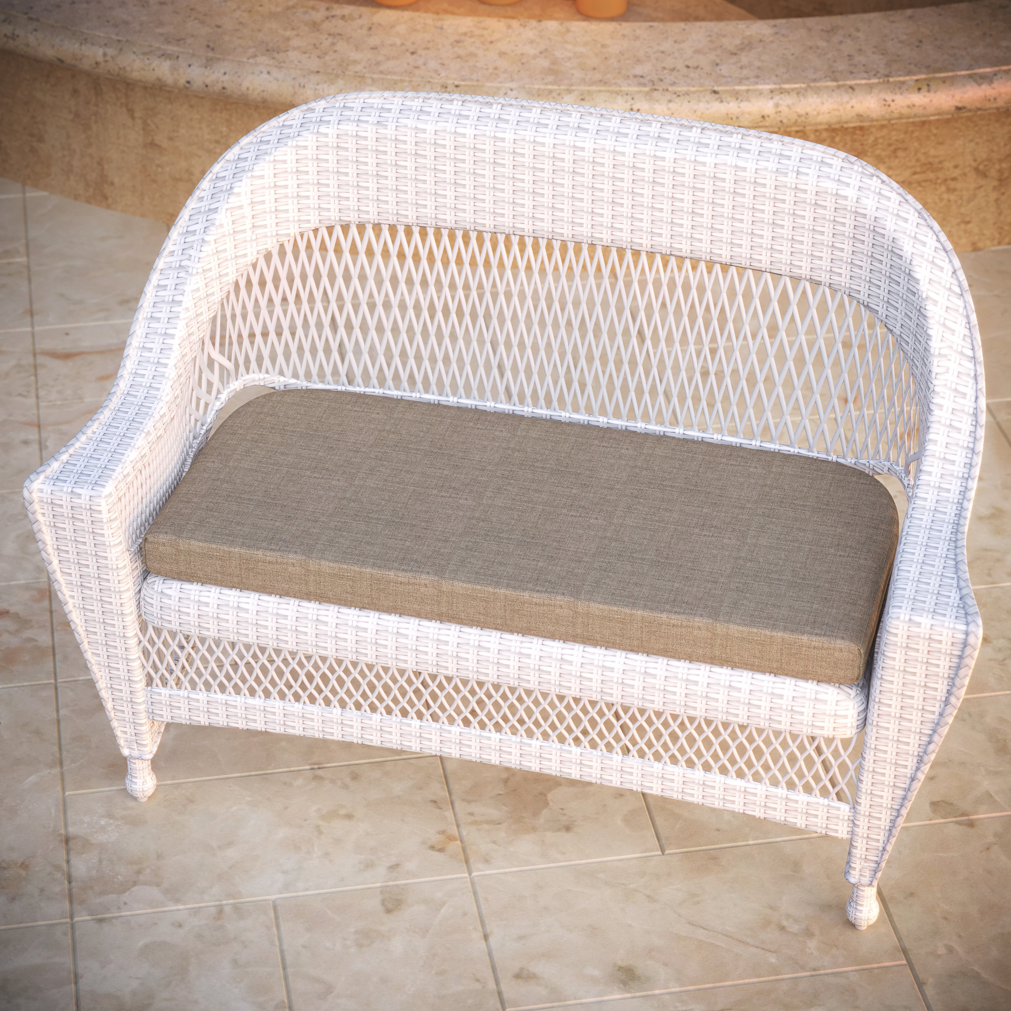 Sunbrella® Outdoor 3'' Bench Cushion, Cast Shale Sunbrella® Plainweave