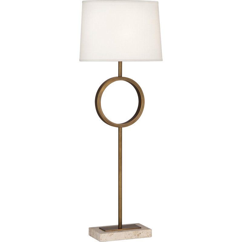 Logan Stone Table Lamp, Fondine, Aged Brass/Travertine Stone