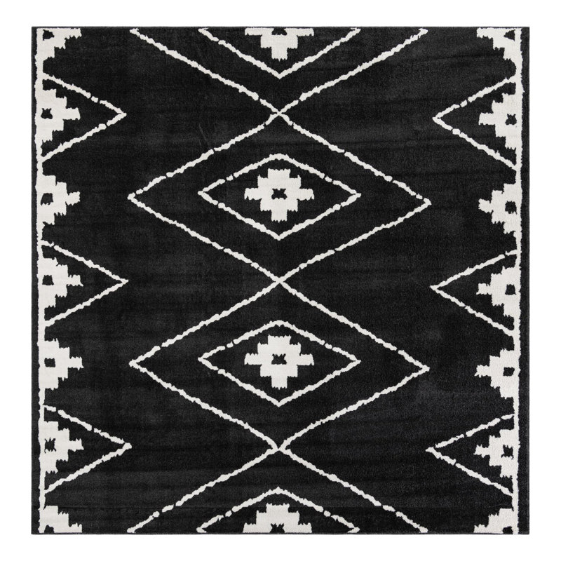 Latitude Run® Vefsna Nikolis Rug Black, Square 10'