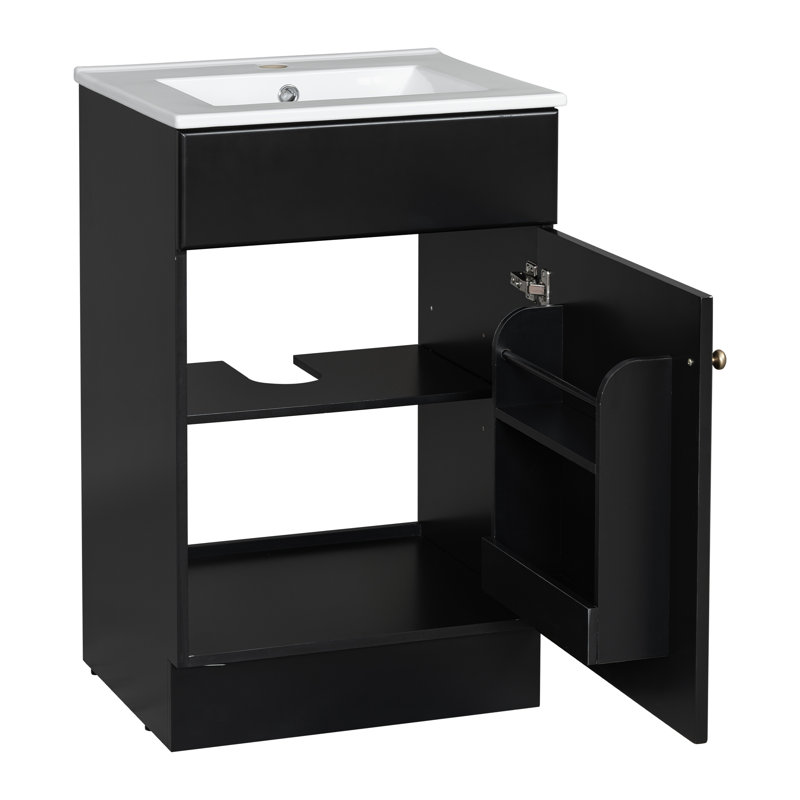 20" Bathroom Vanity With Sink, Black
