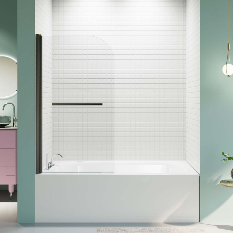 Portes de douche sans cadre pour baignoire, porte en verre trempé de 1/4 po d'épaisseur, panneau de porte de douche pivotante pour salle de bain