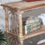 Console 47,24 "à 3 niveaux en bois avec détails décoratifs gothiques, canapé d'entrée pour le couloir et le salon
