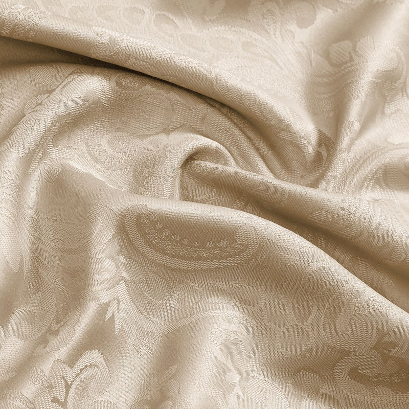 Corson Woven Damask Jacquard Polyester Tablecloth, Taupe, 120" L x 60" W Rectangle