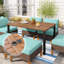 Ensemble de patio modulaire en rotin avec coussins 7 pièces Shutesbury-867875930