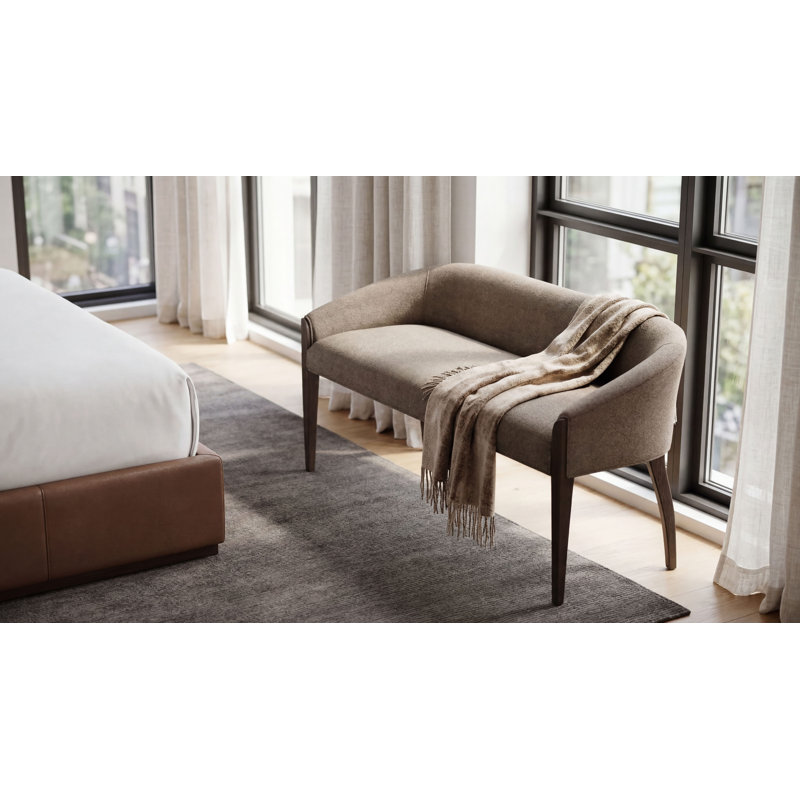 Paris Upholstered Bench, Taupe, Brown