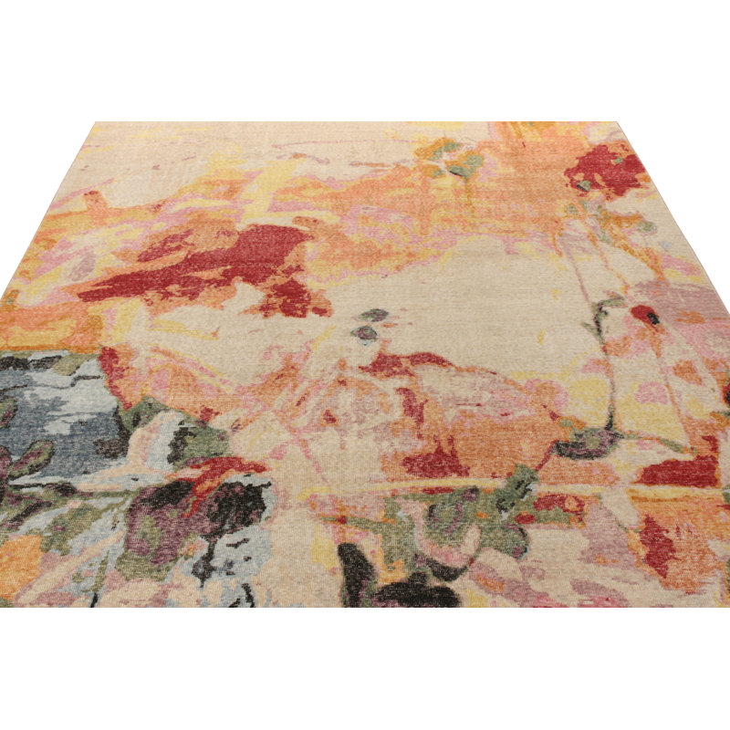 Distressed Homage Hand Knotted Wool Abstract Area Rug, Rectangle 9' x 12'