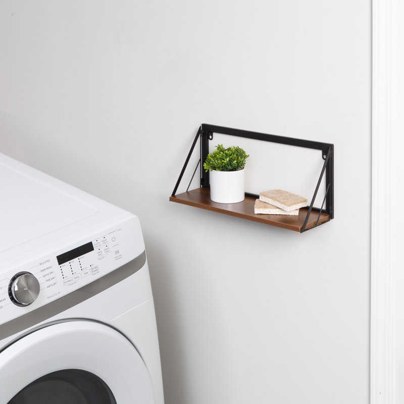 Nelah 1 Piece Metal Floating Shelf, 8" H x 18" W x 6" D, Walnut
