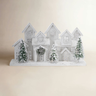 Lighted Flocked Winter Village Display
