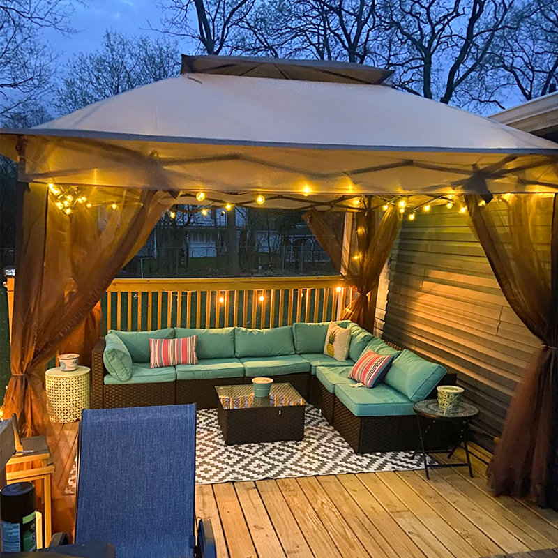 50' Black Solar Powered Outdoor String Lights with Warm White LED Bulbs