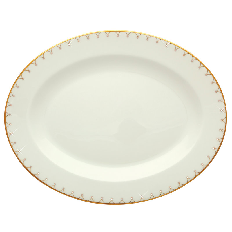 Bone China Platter, White/Gold