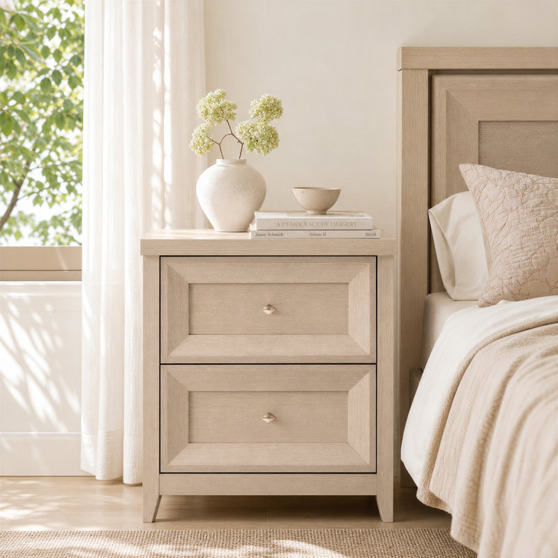  Acero 58cm W Bedside Table, Ivory White