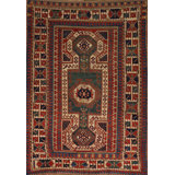 Late 19th century Tribal geometric Antique Key Hole Design Caucasian Kazak Rug