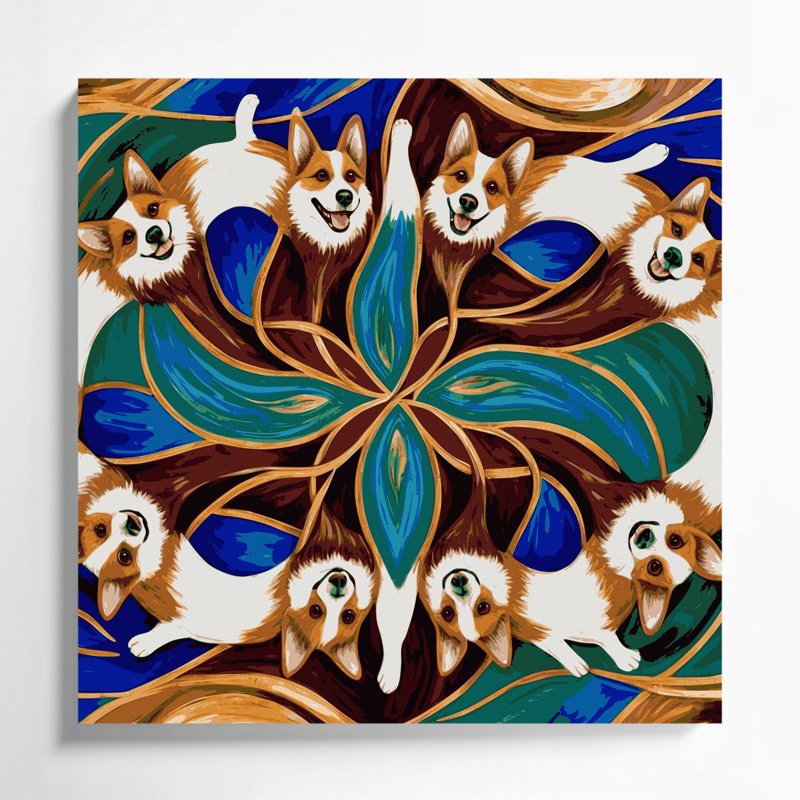 «Dogs Pembroke Welsh Corgi», art mural sur toile brune, H 12 po x l 12 po