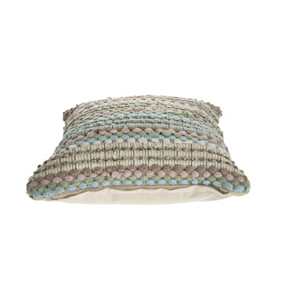 Boho Striped Chindi Hand-Made Cotton Blend Decorative Throw Pillow Cover Only