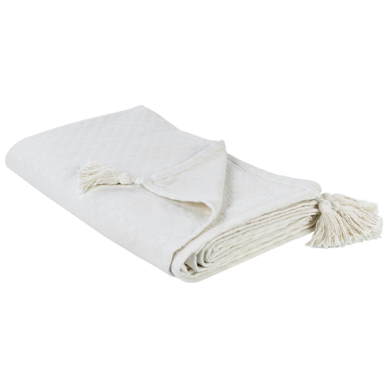 LINDULA Cotton Solid Colour Bedspread, Off White, 200 x 220 cm Bedspread