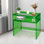 Bureau de table d'entrée rectangulaire 2 niveaux autoportant en acrylique avec tablettes ouvertes vert
