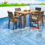 Ensembles de salle à manger de patio moderne, 5 pièces d'extérieur compacts en bois d'acacia