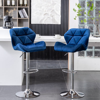 Velours pivotant à losanges, bleu 2 - Hauteur réglable pour plus de confort
