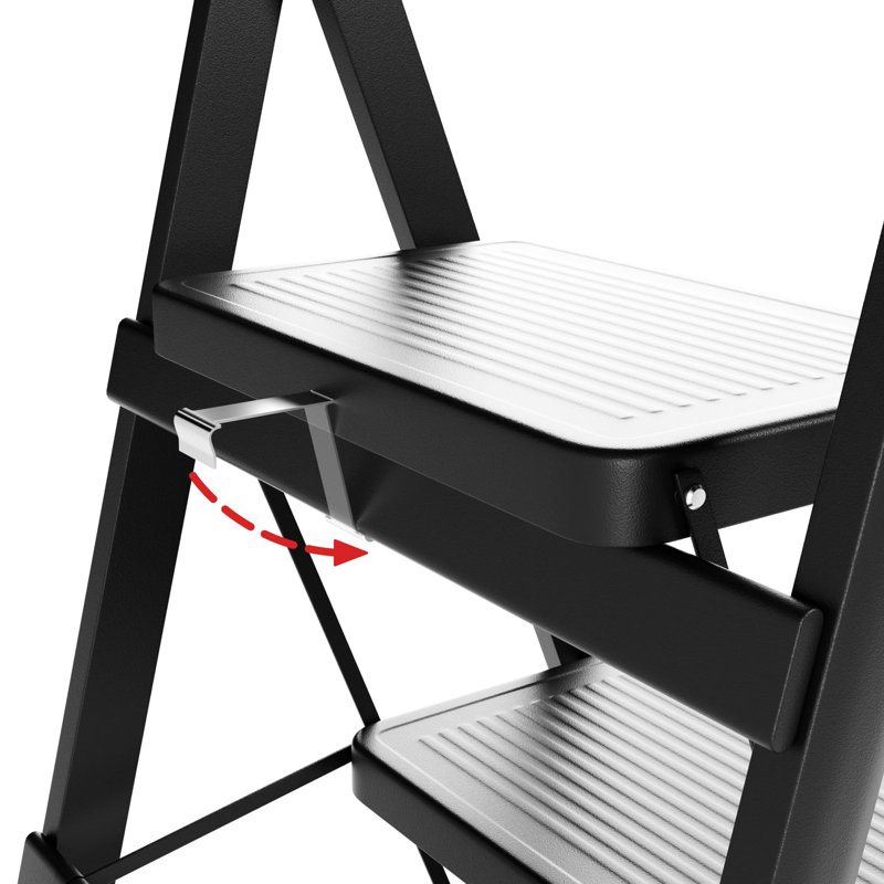 4 Step Ladder, Folding Step Stool with Wide Anti-Slip Pedal, 350lbs