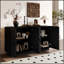 Grand buffet de rangement à 4 portes avec tablettes réglables et poignées semi-circulaires pour une organisation élégante de salle à manger et de salon-21997086
